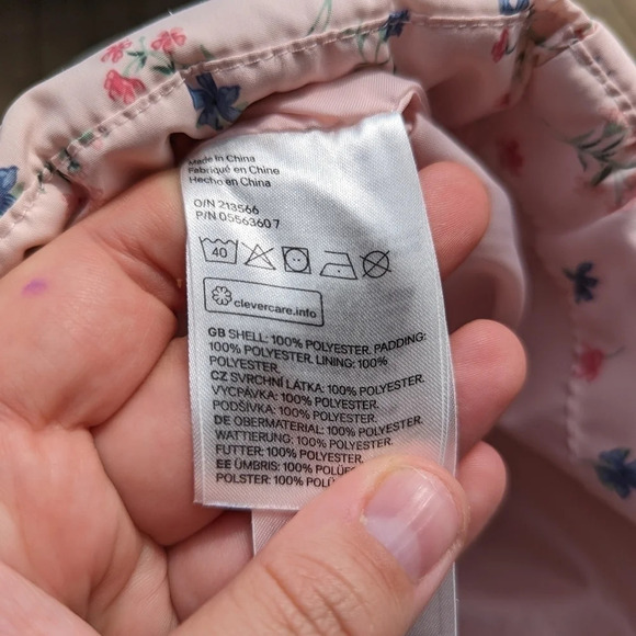 H&M Baby Girl 6-9 Pink Floral Puffer Padded Vest - Picture 4 of 4